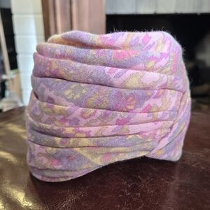 Vintage 1950s 1960s Pink Print Turban Floral  Hat